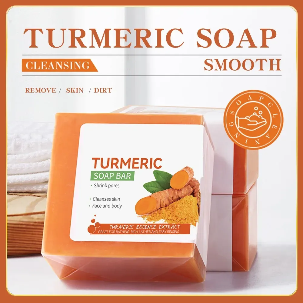 Handmade Turmeric Soap for Body and Face - Natural Skin Brightening, Dark Spot Reduction, Gentle Cleansing, Moisturizing for Tender Skin showcase 1