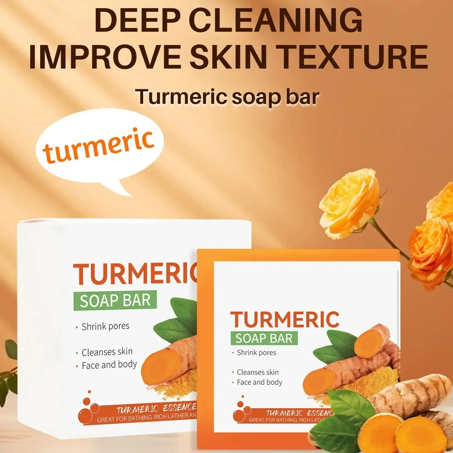 Handmade Turmeric Soap for Body and Face - Natural Skin Brightening, Dark Spot Reduction, Gentle Cleansing, Moisturizing for Tender Skin thumbnail 3