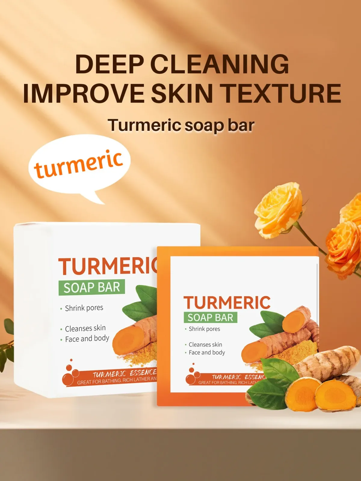 Handmade Turmeric Soap for Body and Face - Natural Skin Brightening, Dark Spot Reduction, Gentle Cleansing, Moisturizing for Tender Skin showcase 3