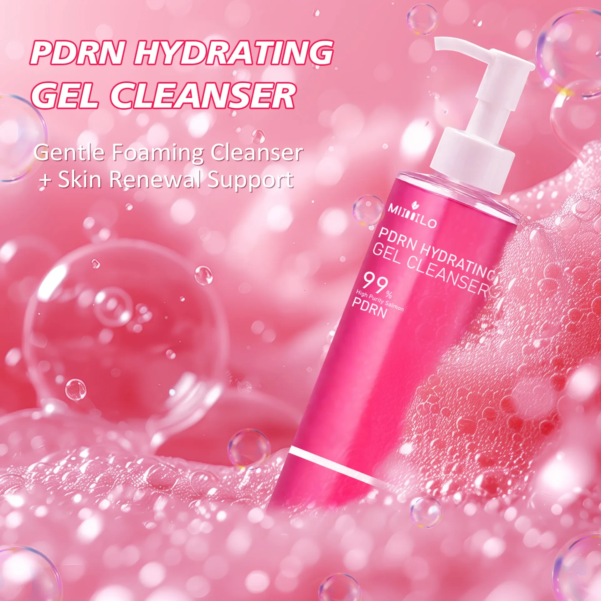 DNA PDRN Salmon Pink Foam Cleansing Gel 120ml - Deep Pore Cleanser for Oily Skin, Blackhead Removal, Gentle & Non-Irritating Formula for Radiant Skin thumbnail 3