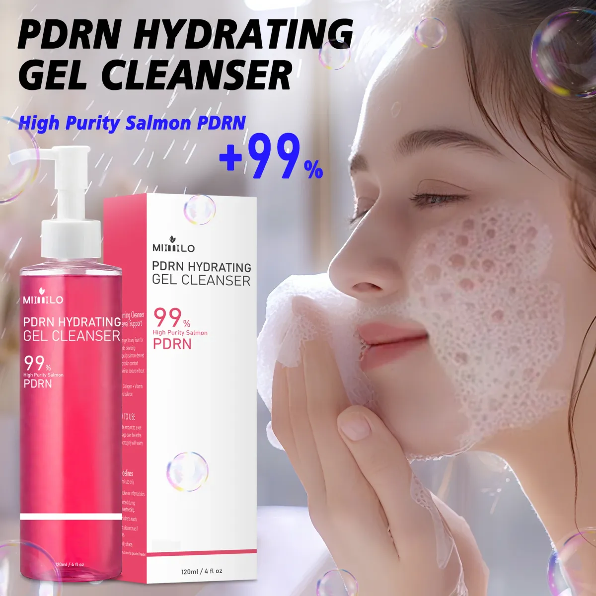 DNA PDRN Salmon Pink Foam Cleansing Gel 120ml - Deep Pore Cleanser for Oily Skin, Blackhead Removal, Gentle & Non-Irritating Formula for Radiant Skin showcase 1