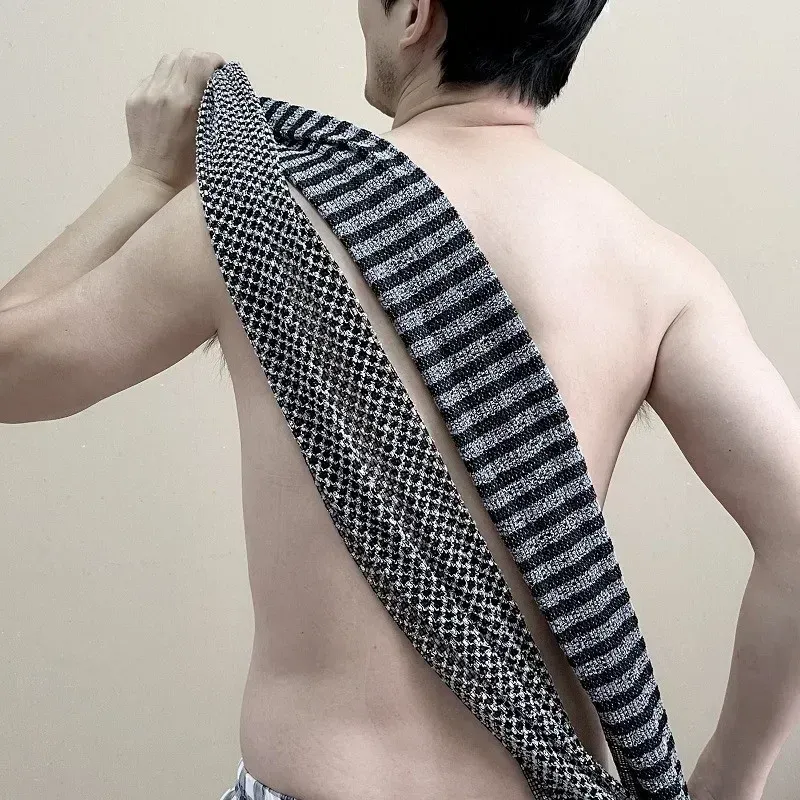 Extra Long Exfoliating Back Scrubber Washcloth for Men & Women - Silver-Ion Infused, Dual-Sided Foam Bath Towel for Deep Cleaning & Smooth Skin thumbnail 1