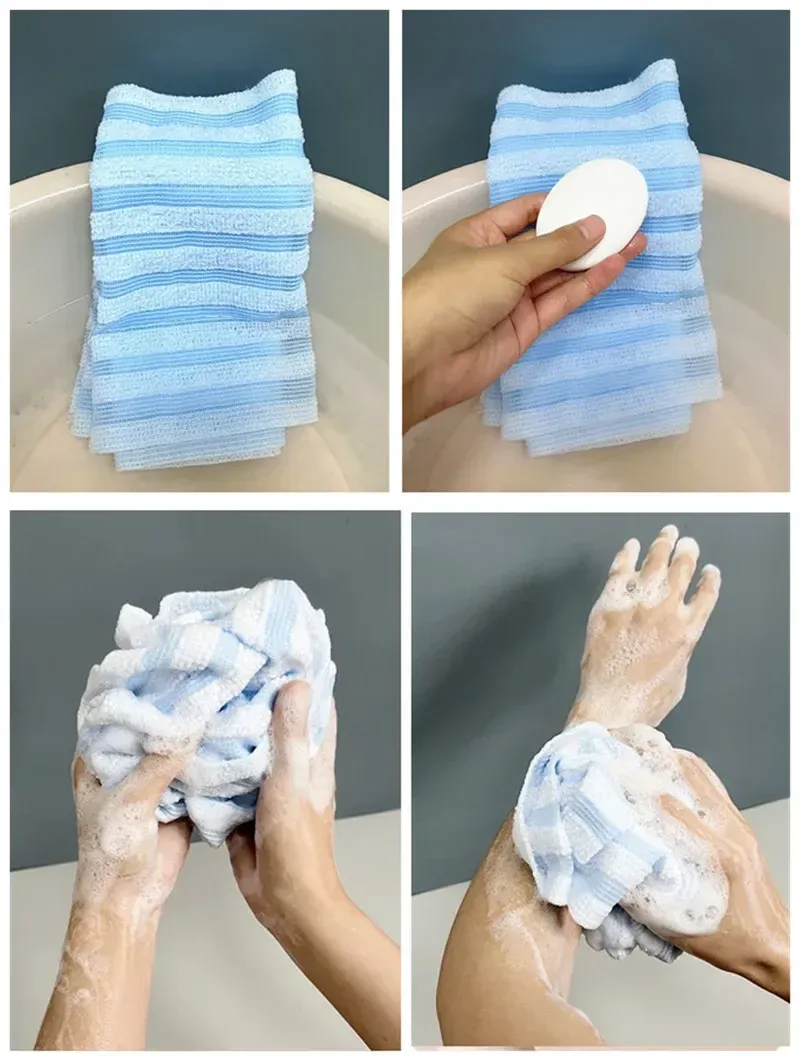 Extra Long Exfoliating Back Scrubber Washcloth for Men & Women - Silver-Ion Infused, Dual-Sided Foam Bath Towel for Deep Cleaning & Smooth Skin showcase 3
