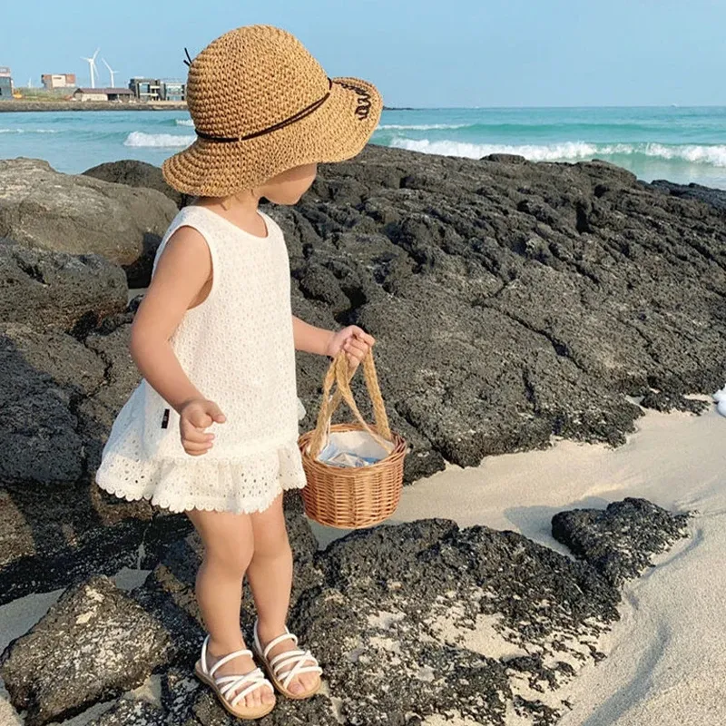 Girls Summer Hollow Lace T-Shirt & Shorts Set - Baby Casual Sleeveless Outfit for 2024 showcase 6
