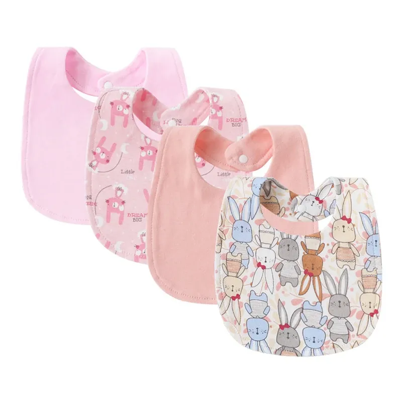 4Pcs Baby Bibs & Burp Cloths Set - Cartoon Cotton Newborn Saliva Towels for Girls & Boys, Infant Toddler Apron Accessories showcase 3