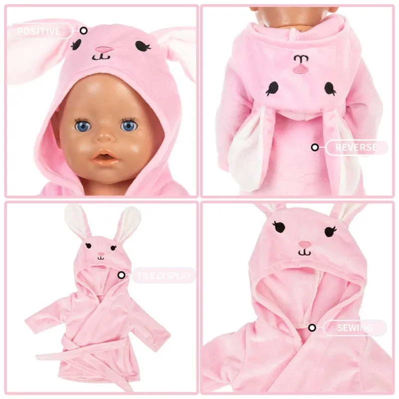 18 Inch Doll Bathrobe Pajama Set - Sleepwear Accessories for American Girl Dolls & Reborn Babies - Perfect Birthday Gift for Girls thumbnail 4