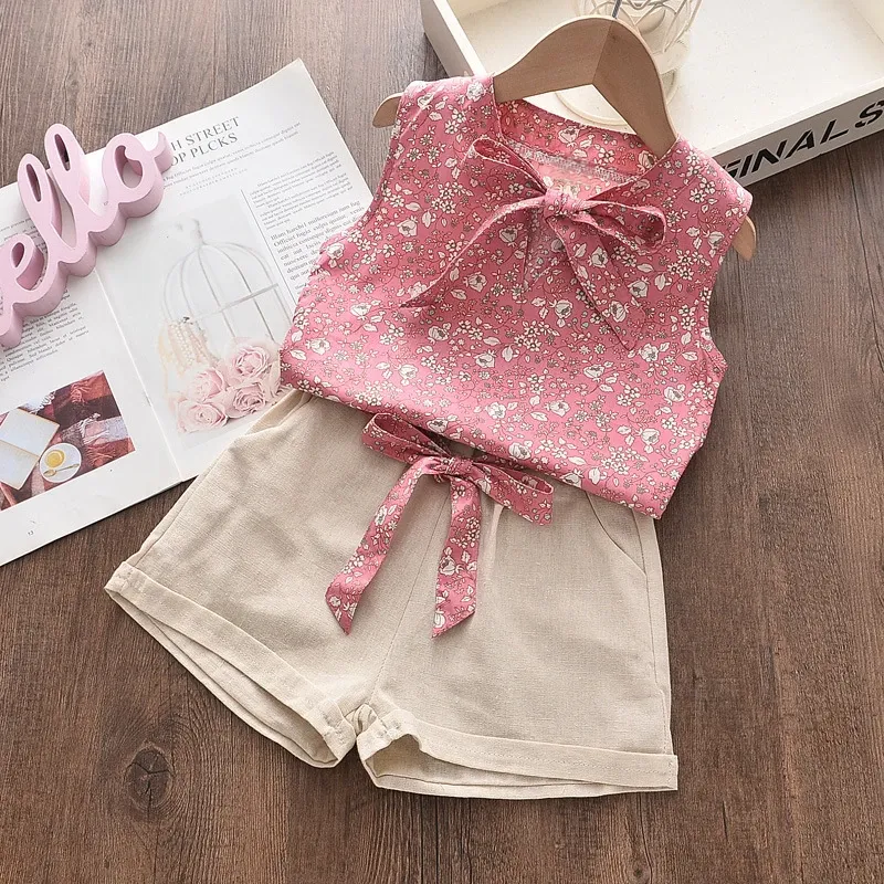 Summer Baby Girls Sleeveless Vest & Shorts Set - Toddler Fashion Tracksuit for 0-4 Years, Available in Pink & Blue showcase 3