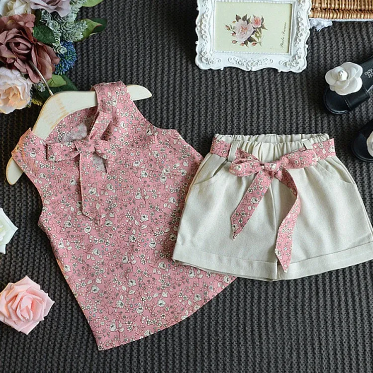 Summer Baby Girls Sleeveless Vest & Shorts Set - Toddler Fashion Tracksuit for 0-4 Years, Available in Pink & Blue showcase 7