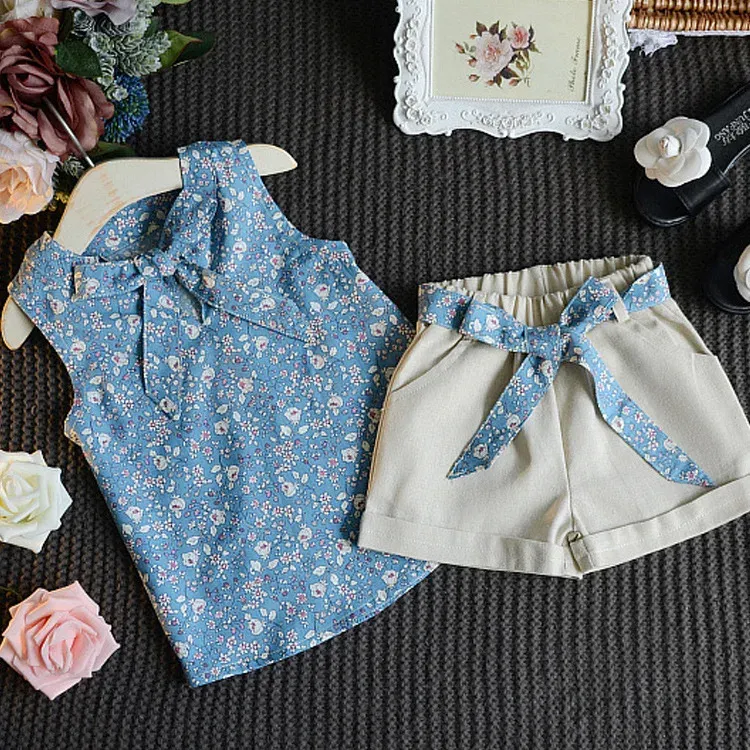Summer Baby Girls Sleeveless Vest & Shorts Set - Toddler Fashion Tracksuit for 0-4 Years, Available in Pink & Blue showcase 8