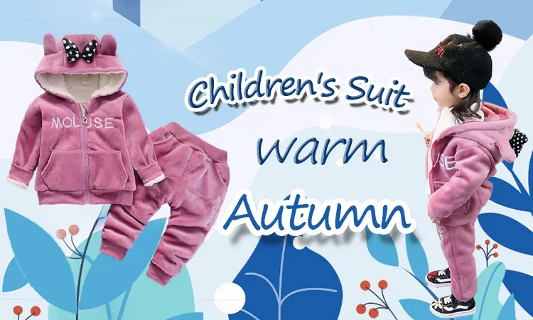 Winter Baby Girls Boys Flannel Fleece Homewear Sets, Cartoon Bear Pajamas for Kids, Autumn Fashion Sleepwear for Children showcase 1
