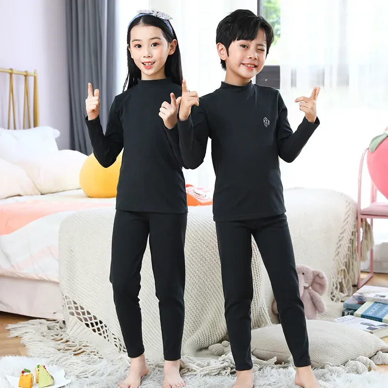 Kids Thermal Underwear Set for Girls & Boys, Autumn Winter Warm Pajamas, Candy Colors Sleepwear, Long Sleeve Tops & Pants for Ages 3-14 Years showcase 5
