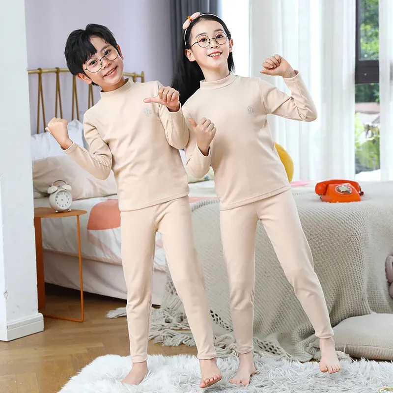Kids Thermal Underwear Set for Girls & Boys, Autumn Winter Warm Pajamas, Candy Colors Sleepwear, Long Sleeve Tops & Pants for Ages 3-14 Years showcase 6