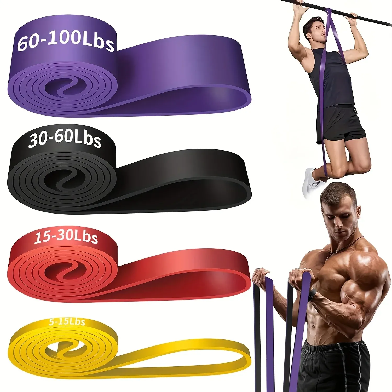 Heavy Tension TPE Resistance Band Set - Stackable, Anti-Snap for Home Gym, Muscle Strength Training, Body Stretching, Yoga & Fitness thumbnail 1