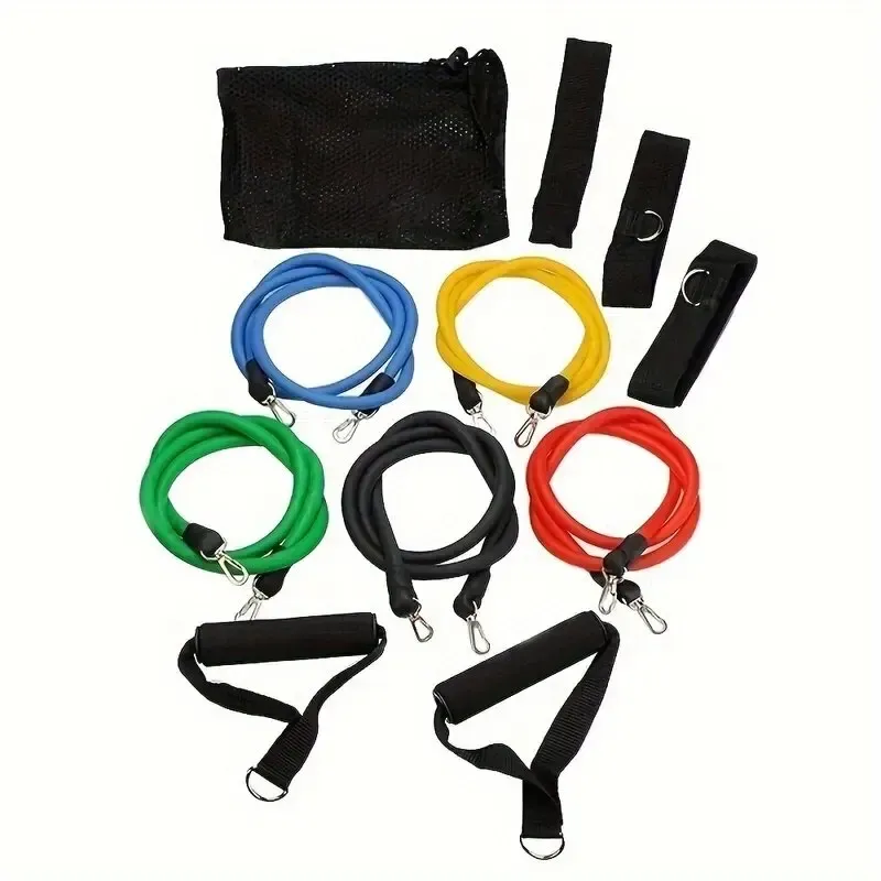 11pcs Resistance Bands Set with Pull Rope, Ankle Straps, Chest Expander for Portable Home Fitness, Yoga, Strength Training, Full Body Workout Equipment for Men & Women thumbnail 5