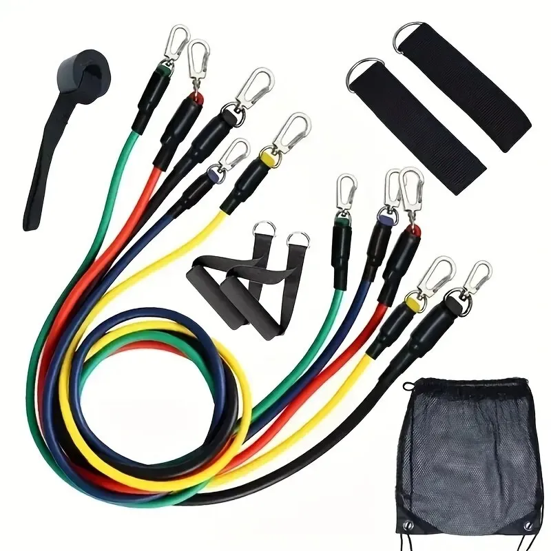 11pcs Resistance Bands Set with Pull Rope, Ankle Straps, Chest Expander for Portable Home Fitness, Yoga, Strength Training, Full Body Workout Equipment for Men & Women thumbnail 4