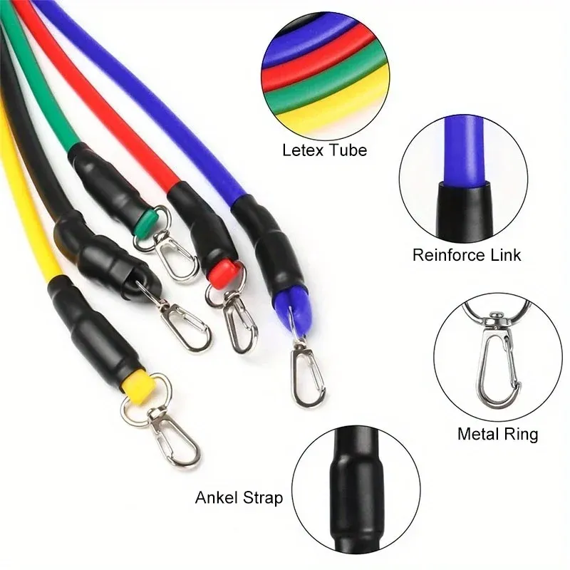11pcs Resistance Bands Set with Pull Rope, Ankle Straps, Chest Expander for Portable Home Fitness, Yoga, Strength Training, Full Body Workout Equipment for Men & Women showcase 3