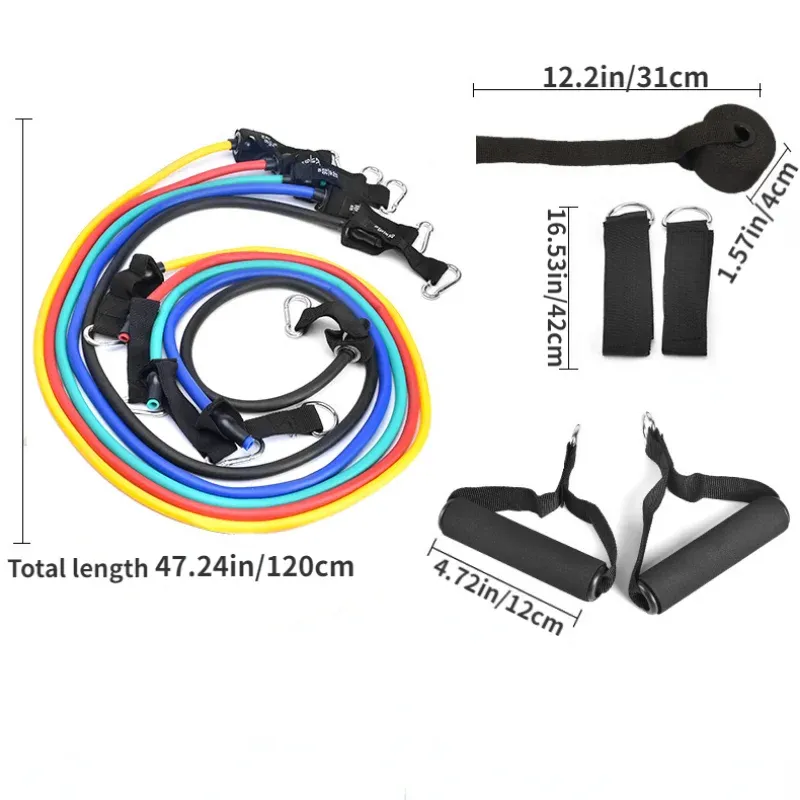 11pcs Resistance Bands Set with Pull Rope, Ankle Straps, Chest Expander for Portable Home Fitness, Yoga, Strength Training, Full Body Workout Equipment for Men & Women showcase 2