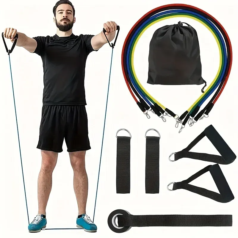 11pcs Resistance Bands Set with Pull Rope, Ankle Straps, Chest Expander for Portable Home Fitness, Yoga, Strength Training, Full Body Workout Equipment for Men & Women showcase 6