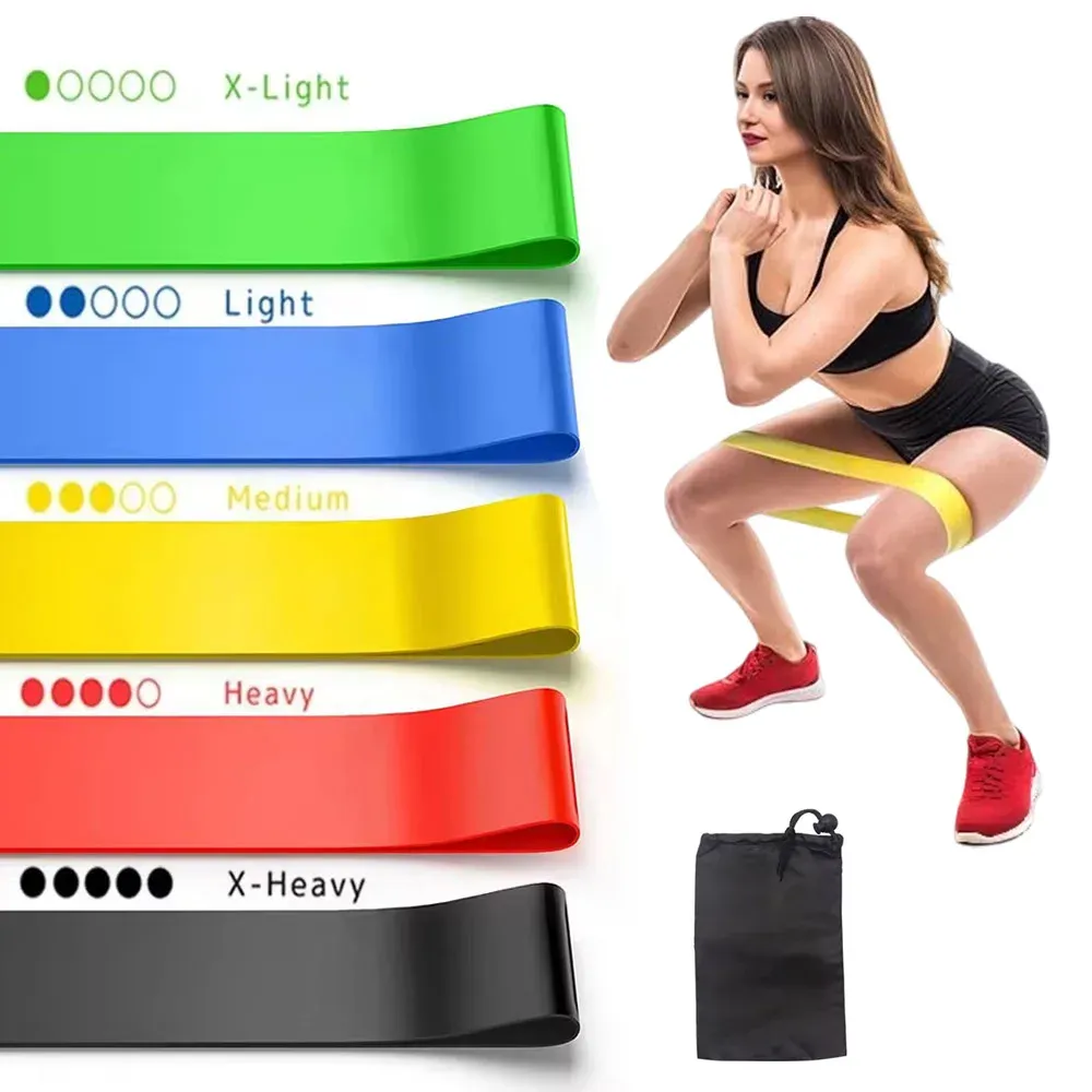 5-Pack Resistance Bands Set for Women & Men - Portable Elastic Exercise Bands for Yoga, Pilates, Physical Therapy, Strength Training & Full Body Workout Anywhere