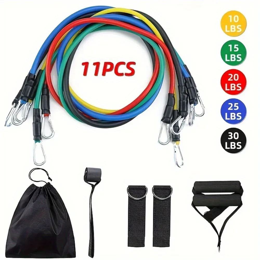 11-Piece Resistance Band Set for Full Body Workout: Portable Pull Rope, Ankle Strap, Chest Expander for Men & Women Fitness thumbnail 5
