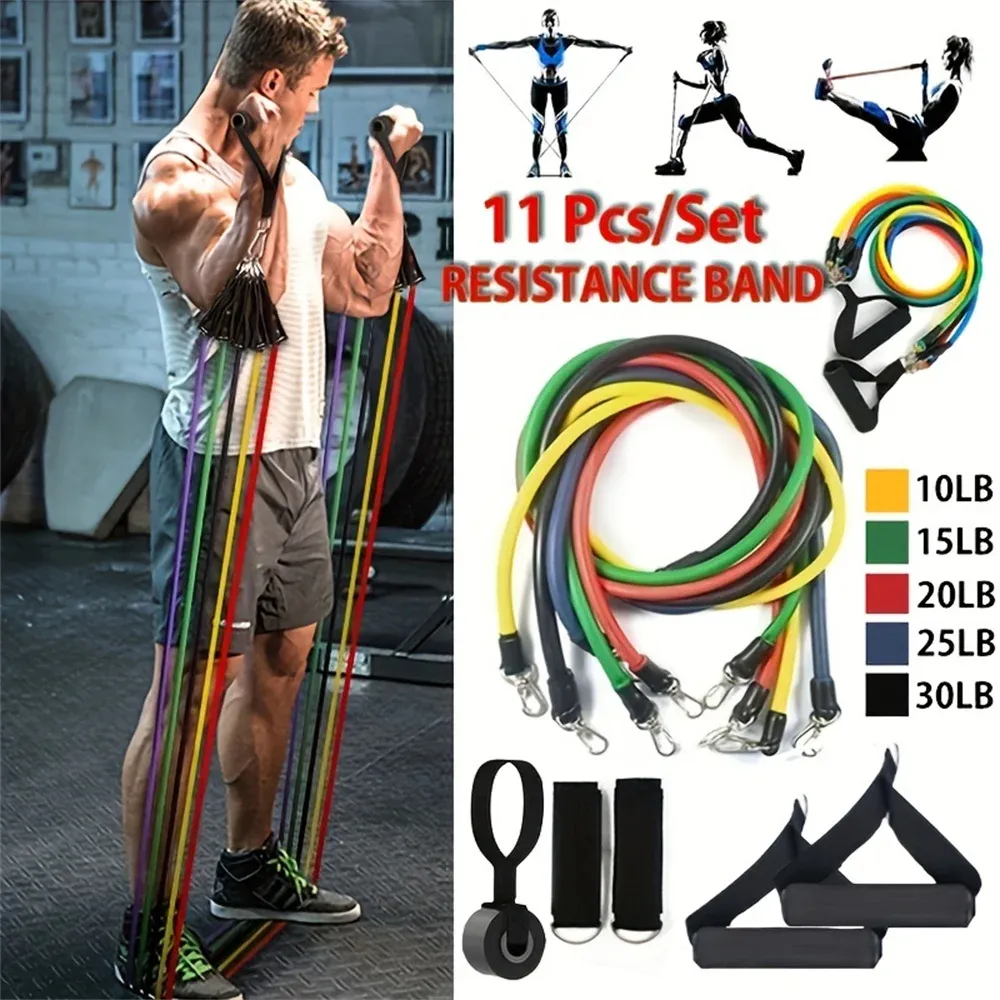 11-Piece Resistance Band Set for Full Body Workout: Portable Pull Rope, Ankle Strap, Chest Expander for Men & Women Fitness showcase 1