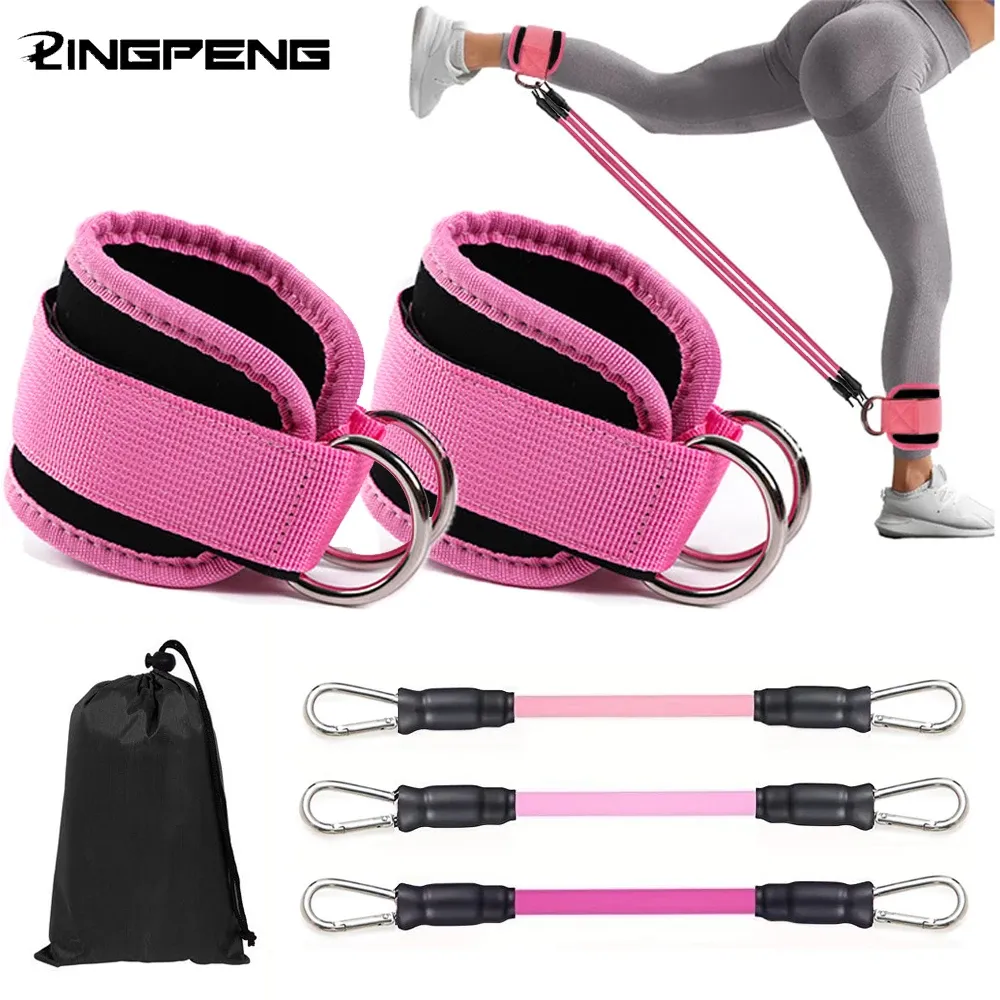 Ankle Straps Resistance Bands Set for Fitness Workouts - Portable Exercise Equipment for Glute Strength, Yoga, and Gym Training - Adjustable for Men and Women