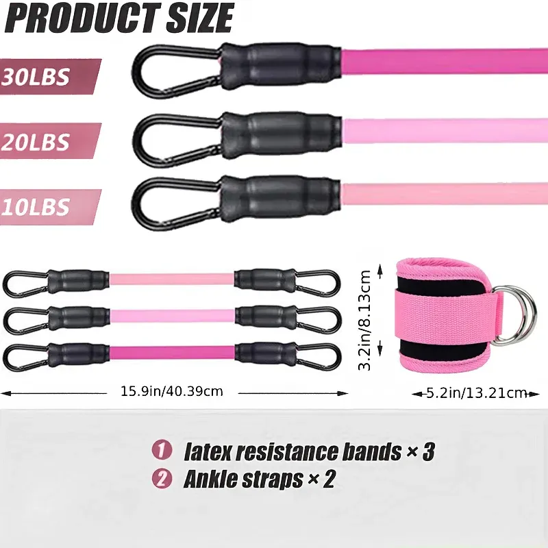 Ankle Straps Resistance Bands Set for Fitness Workouts - Portable Exercise Equipment for Glute Strength, Yoga, and Gym Training - Adjustable for Men and Women thumbnail 2