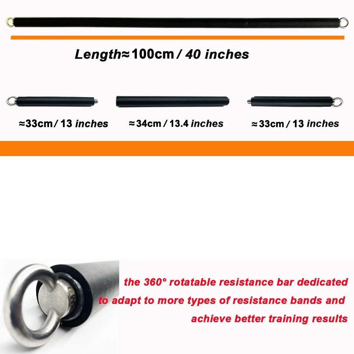 Portable Workout Bar with Resistance Bands Set - Full Body Home Gym Equipment for Pilates, Yoga, Strength Training, Bicep Curls, Squats, and More thumbnail 4