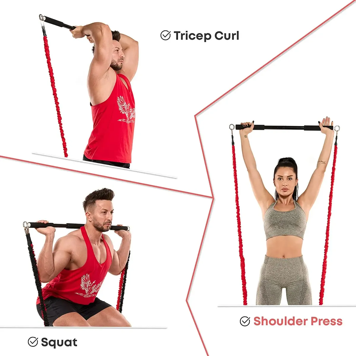Portable Workout Bar with Resistance Bands Set - Full Body Home Gym Equipment for Pilates, Yoga, Strength Training, Bicep Curls, Squats, and More showcase 6