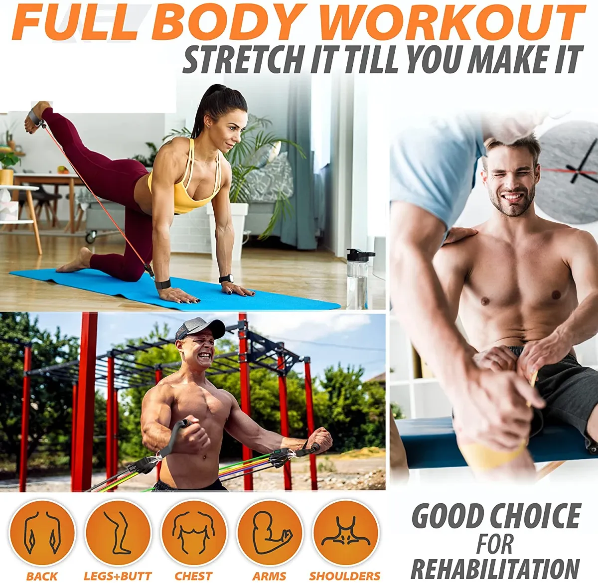 Portable Workout Bar with Resistance Bands Set - Full Body Home Gym Equipment for Pilates, Yoga, Strength Training, Bicep Curls, Squats, and More showcase 16