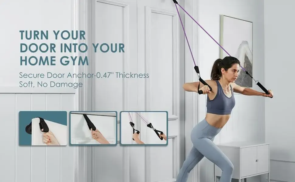 Portable Workout Bar with Resistance Bands Set - Full Body Home Gym Equipment for Pilates, Yoga, Strength Training, Bicep Curls, Squats, and More showcase 46