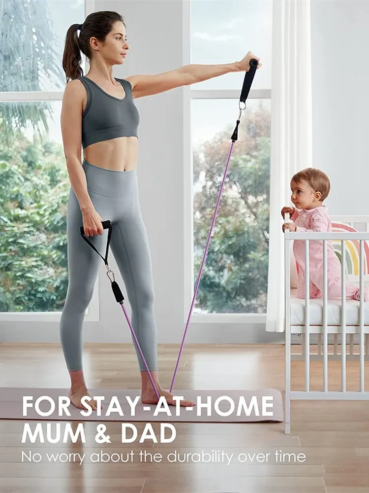 Portable Workout Bar with Resistance Bands Set - Full Body Home Gym Equipment for Pilates, Yoga, Strength Training, Bicep Curls, Squats, and More showcase 45