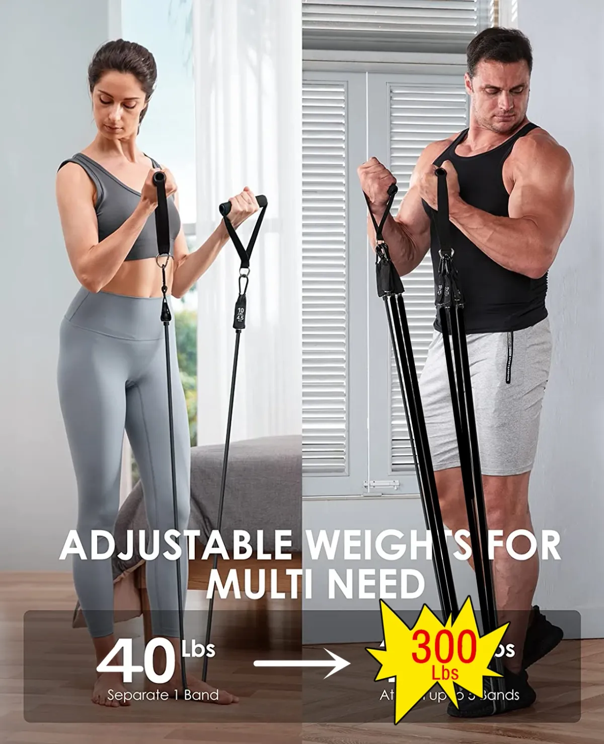 Portable Workout Bar with Resistance Bands Set - Full Body Home Gym Equipment for Pilates, Yoga, Strength Training, Bicep Curls, Squats, and More showcase 19