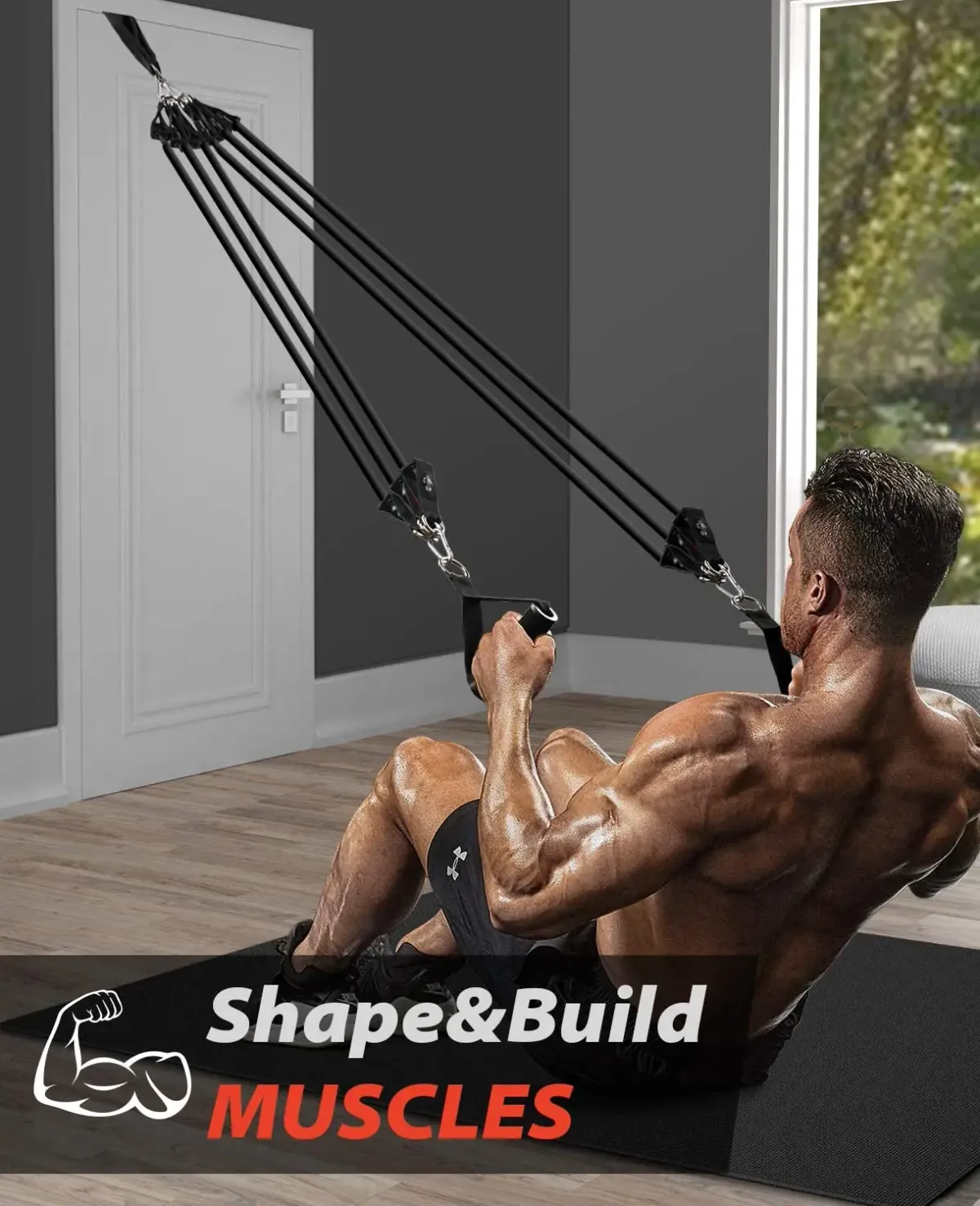 Portable Workout Bar with Resistance Bands Set - Full Body Home Gym Equipment for Pilates, Yoga, Strength Training, Bicep Curls, Squats, and More showcase 22