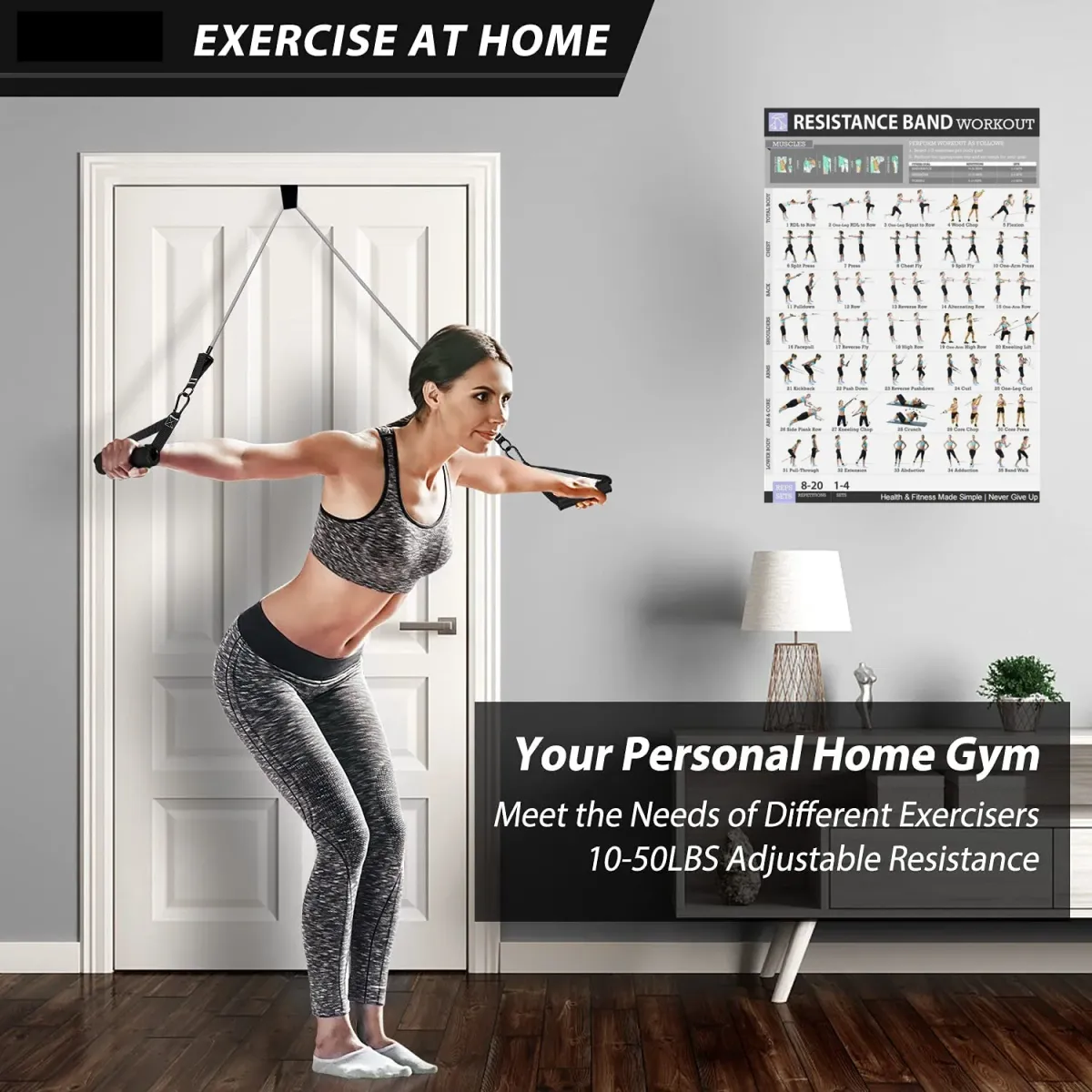 Portable Workout Bar with Resistance Bands Set - Full Body Home Gym Equipment for Pilates, Yoga, Strength Training, Bicep Curls, Squats, and More showcase 24