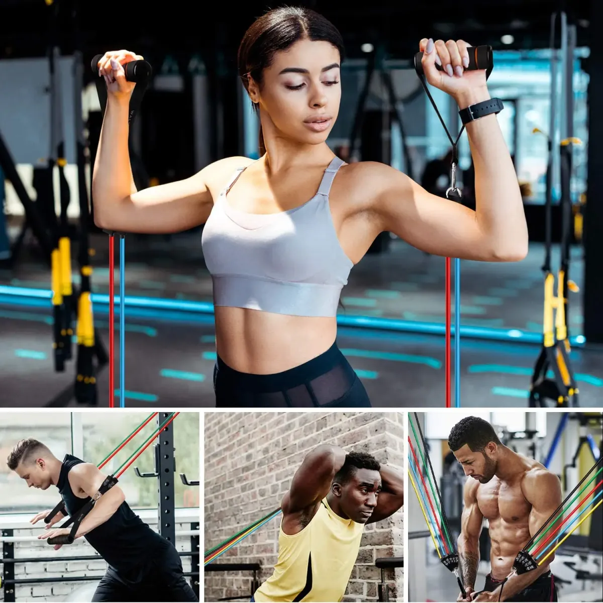 Portable Workout Bar with Resistance Bands Set - Full Body Home Gym Equipment for Pilates, Yoga, Strength Training, Bicep Curls, Squats, and More showcase 40