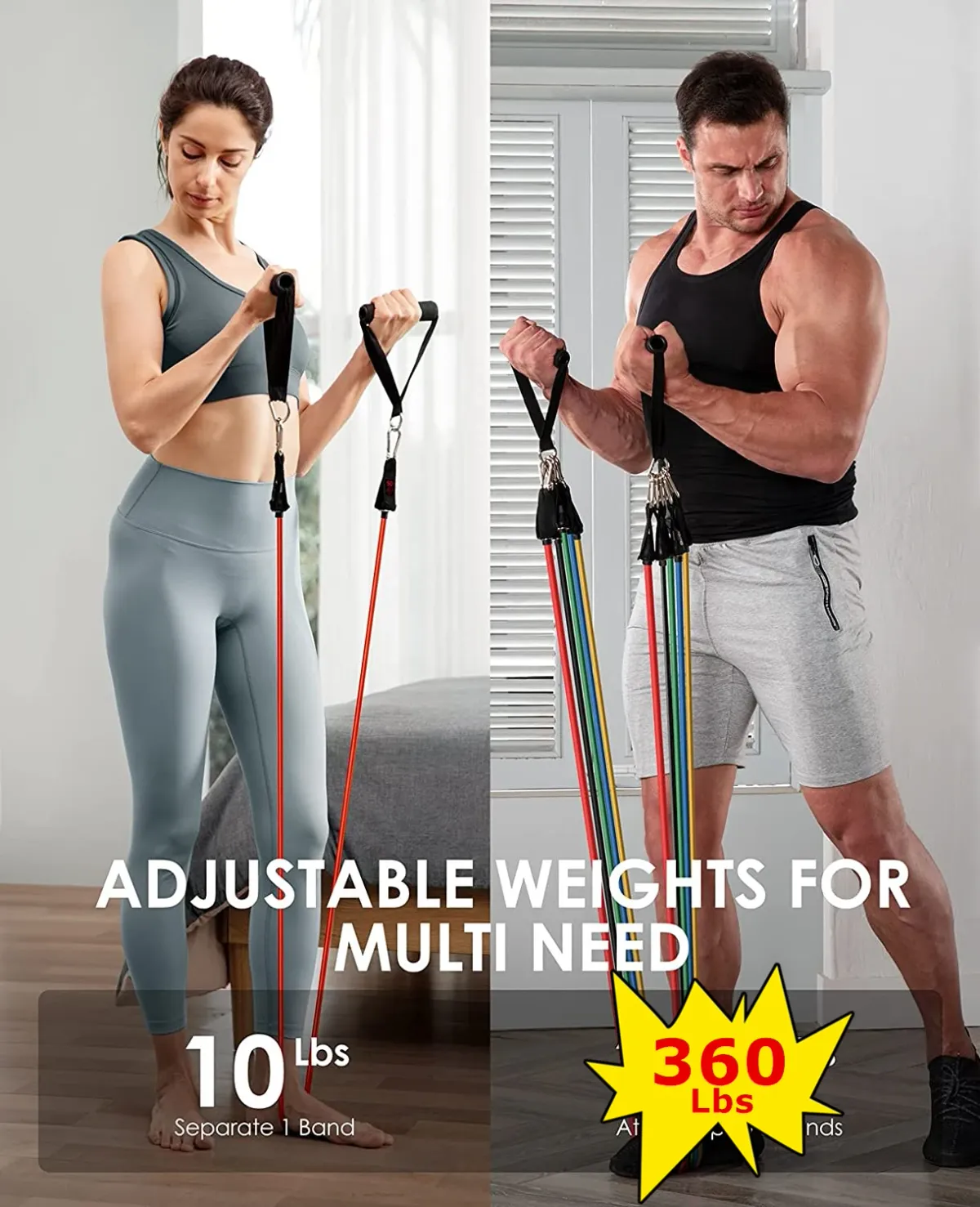 Portable Workout Bar with Resistance Bands Set - Full Body Home Gym Equipment for Pilates, Yoga, Strength Training, Bicep Curls, Squats, and More showcase 12