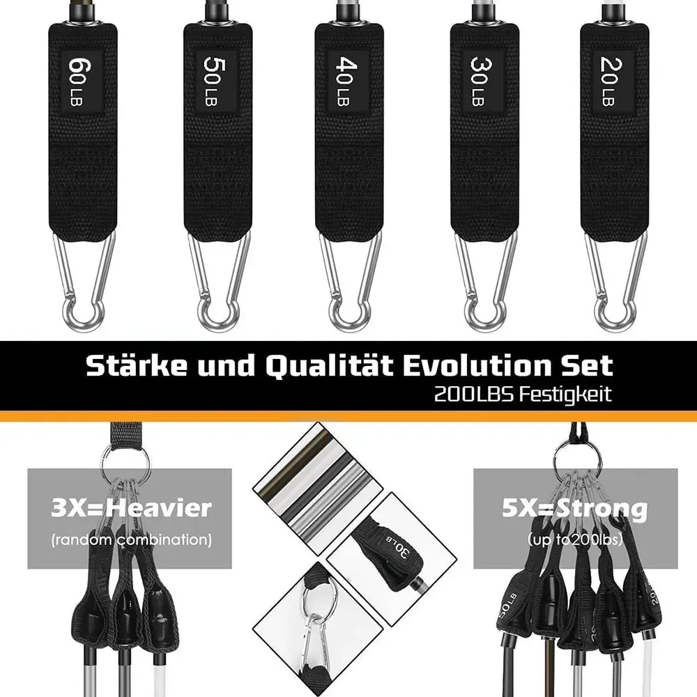 Professional Resistance Bands Set for Men & Women - 5pc Latex Tube Workout Bands with Handles, Door Anchor, Travel Pouch for Home Gym, Strength Training, Fitness, Yoga, Pilates showcase 4