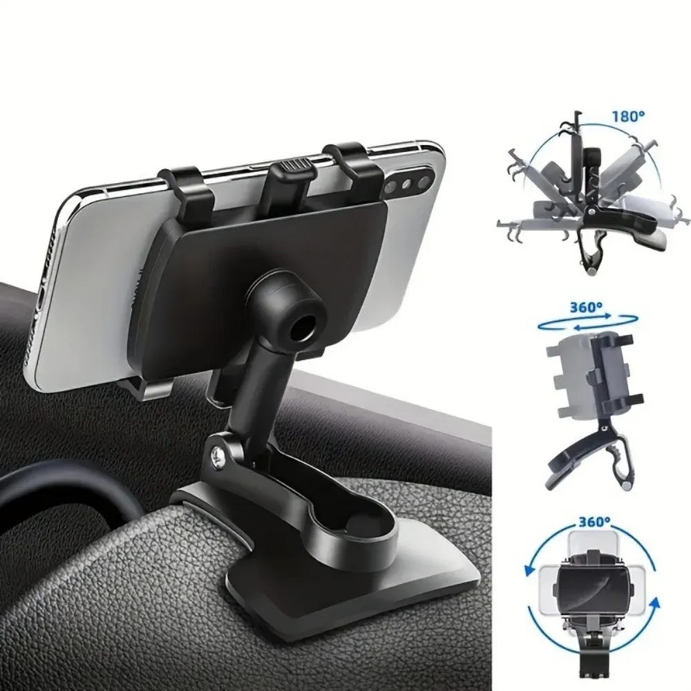 360° Rotating Universal Dashboard Car Phone Holder Mount for iPhone Samsung Xiaomi - Portable GPS Navigation Stand with Silicone Protection thumbnail 4