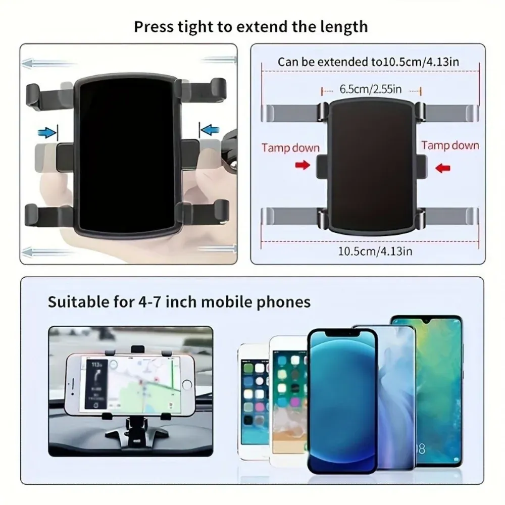 360° Rotating Universal Dashboard Car Phone Holder Mount for iPhone Samsung Xiaomi - Portable GPS Navigation Stand with Silicone Protection showcase 5