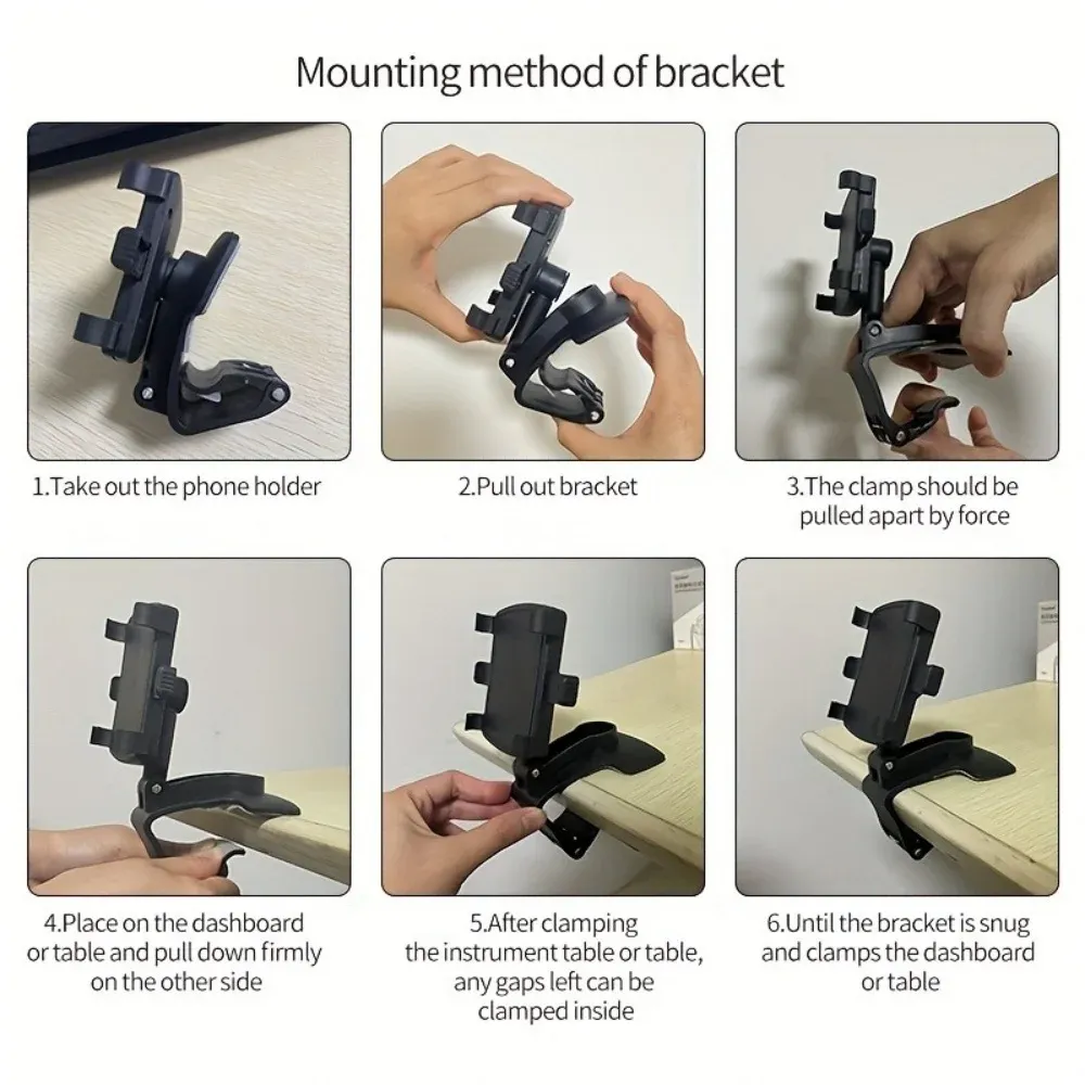 360° Rotating Universal Dashboard Car Phone Holder Mount for iPhone Samsung Xiaomi - Portable GPS Navigation Stand with Silicone Protection showcase 8