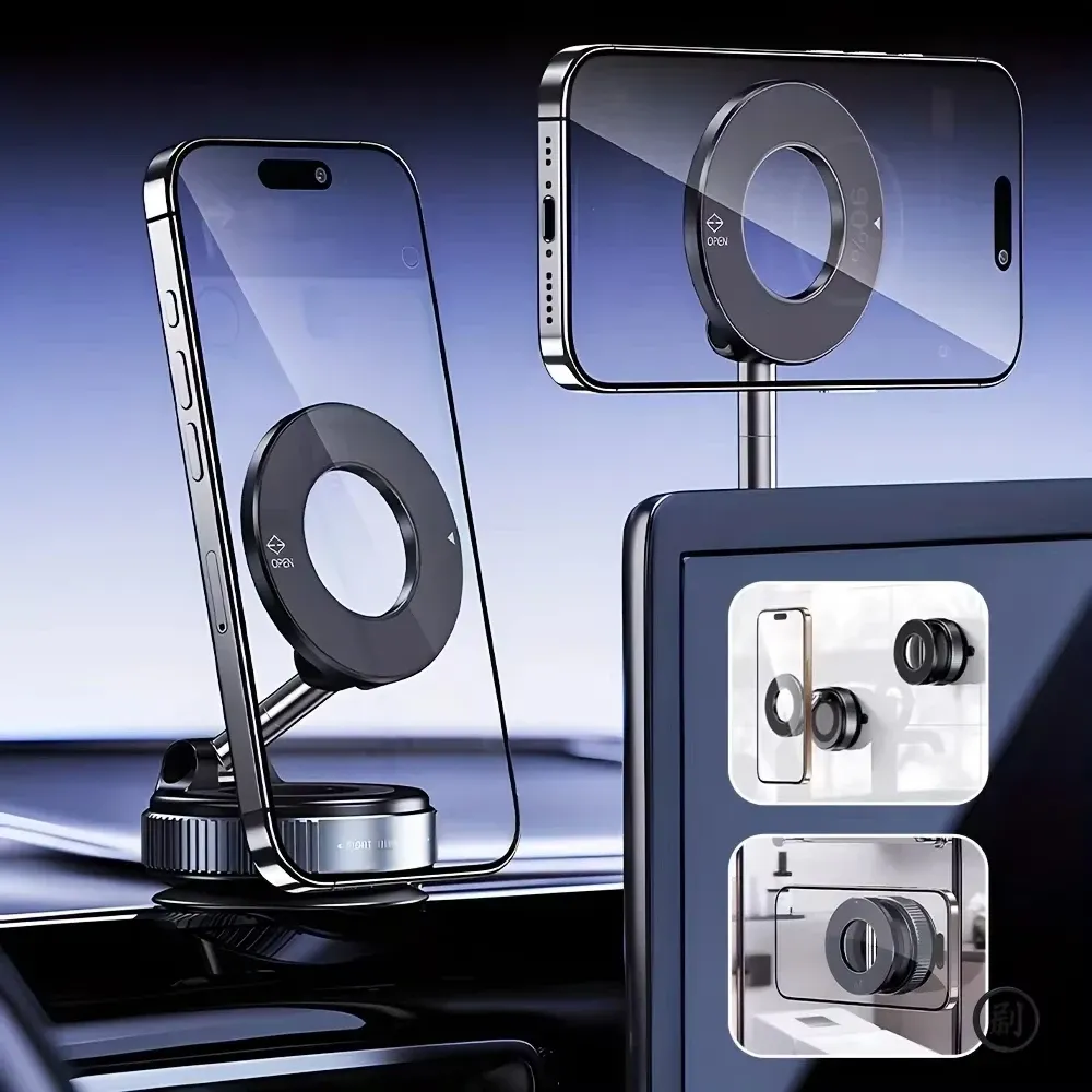 Universal Magnetic Car Phone Holder with 360° Rotation and Strong Vacuum Suction Cup for Secure Navigation Mount thumbnail 2