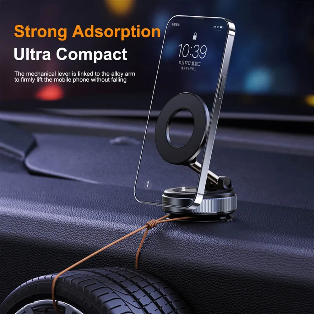 Universal Magnetic Car Phone Holder with 360° Rotation and Strong Vacuum Suction Cup for Secure Navigation Mount showcase 2