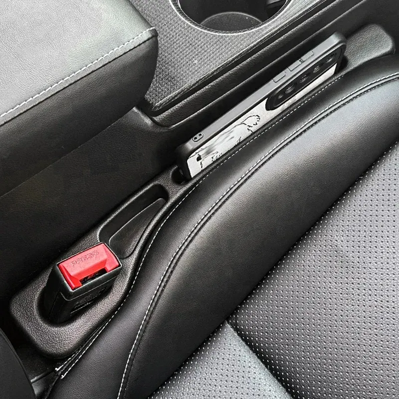 Universal Black Car Seat Gap Filler & Organizer - Leak-Proof Side Seam Plug Strip with Phone Holder Pouch for All Car Models thumbnail 5