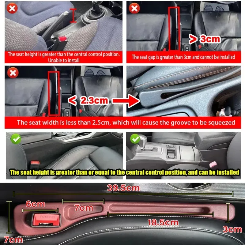 Universal Black Car Seat Gap Filler & Organizer - Leak-Proof Side Seam Plug Strip with Phone Holder Pouch for All Car Models thumbnail 2
