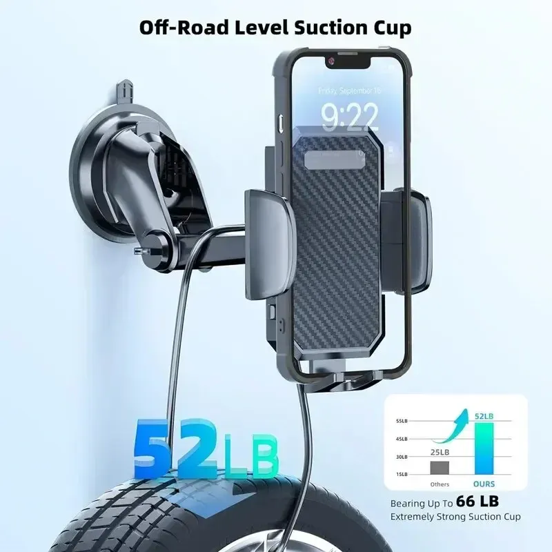 360° Rotatable Car Phone Mount Holder - Universal Windshield Suction Cup & Air Vent Stand for All Cellphones - Secure Stable Grip for Drivers thumbnail 4