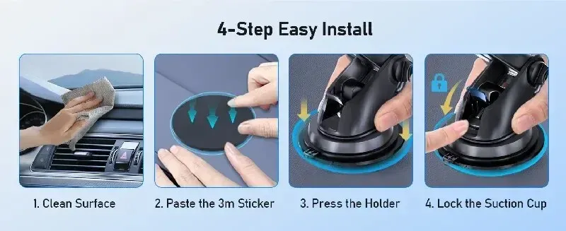 360° Rotatable Car Phone Mount Holder - Universal Windshield Suction Cup & Air Vent Stand for All Cellphones - Secure Stable Grip for Drivers showcase 12