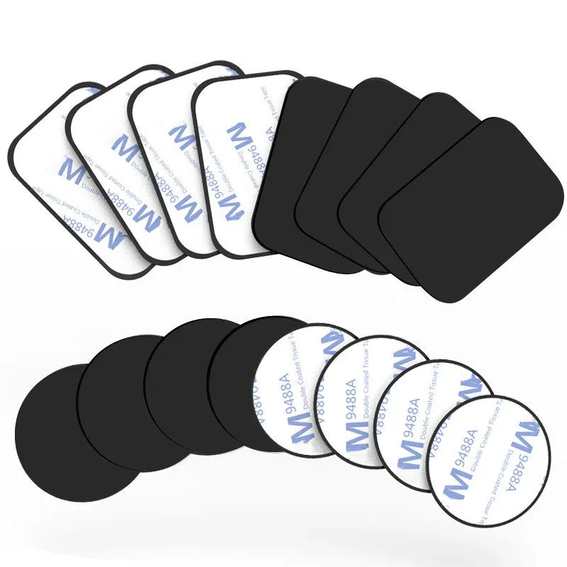 5PCS Car Phone Holder Metal Plate Set: Round & Square Magnetic Stickers for Mobile Tablet Car Stands, Universal Iron Sheet Mount Accessories thumbnail 2