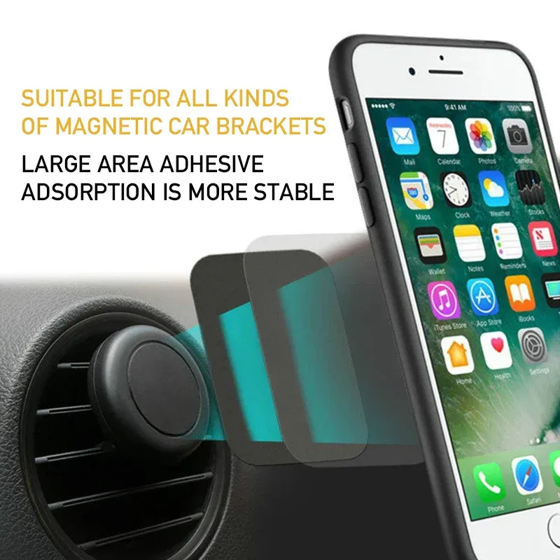 5PCS Car Phone Holder Metal Plate Set: Round & Square Magnetic Stickers for Mobile Tablet Car Stands, Universal Iron Sheet Mount Accessories thumbnail 4