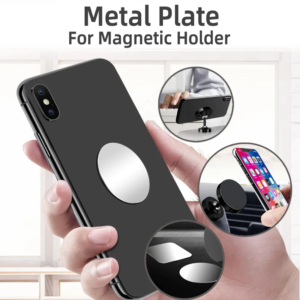 5PCS Car Phone Holder Metal Plate Set: Round & Square Magnetic Stickers for Mobile Tablet Car Stands, Universal Iron Sheet Mount Accessories thumbnail 3